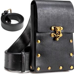 Steampunk Style Belt Bag with Gold Accents